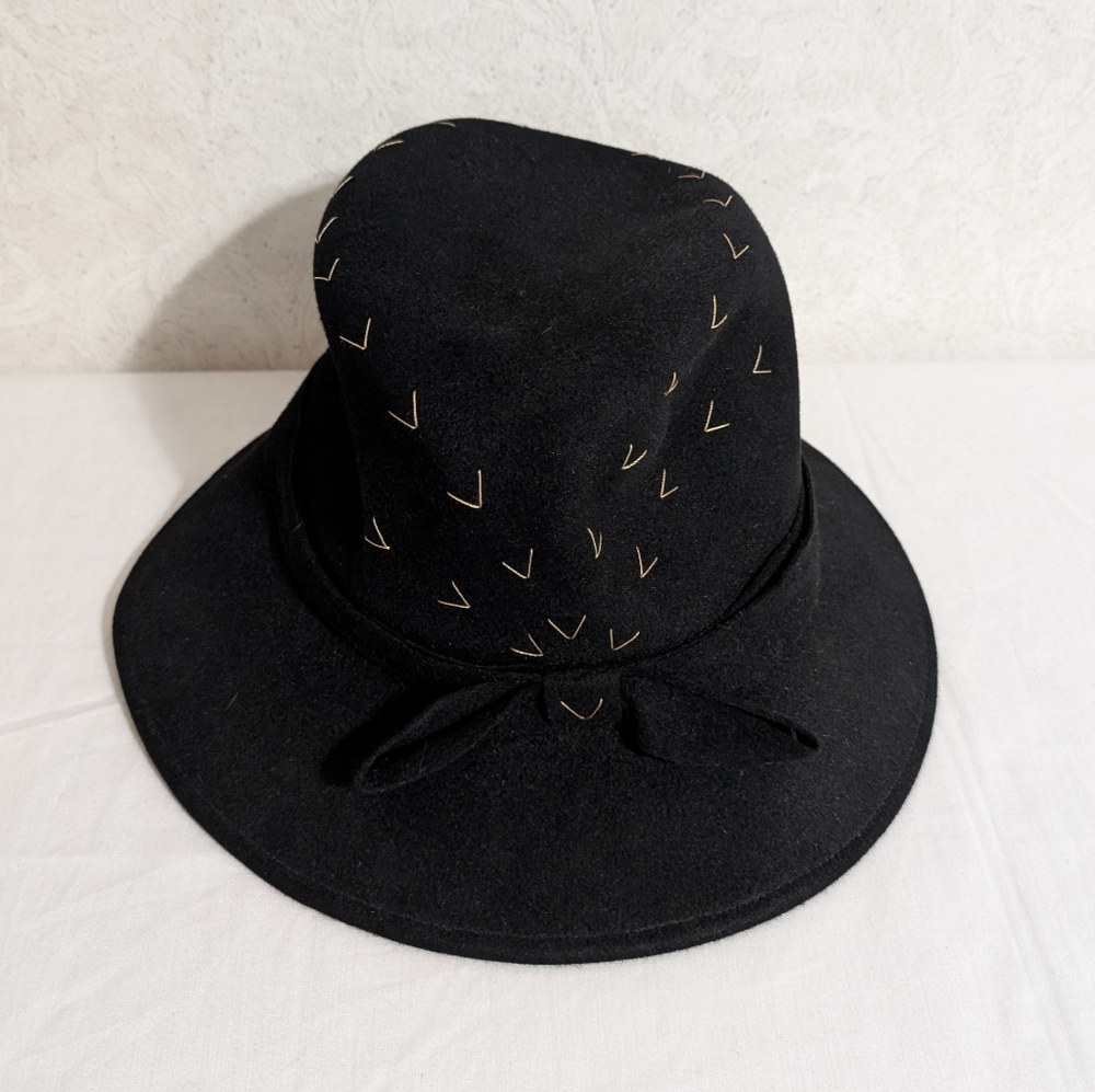 NWOT Nordstrom 100% Fur Felt Rabbit Hair Leather Trimming Hat Fedora Italy